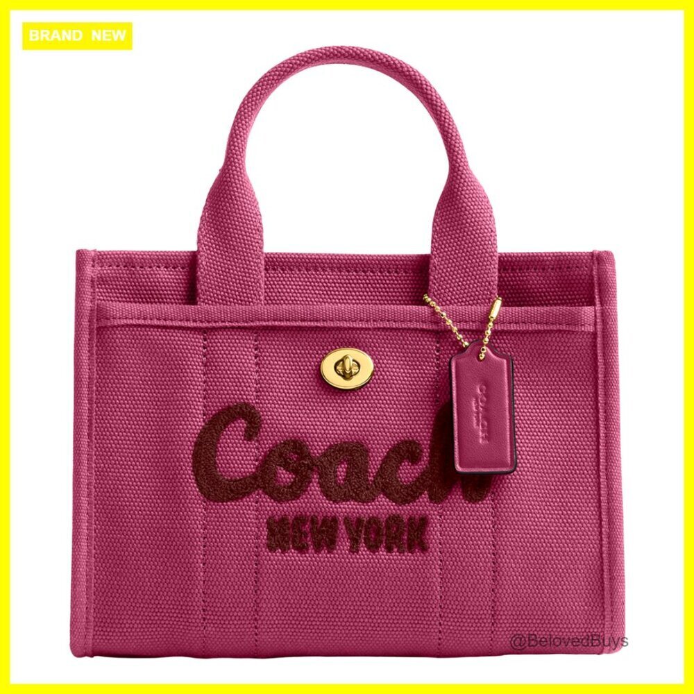 Leather & Canvas Cargo Tote with Turnlock Closure, Detachable Strap